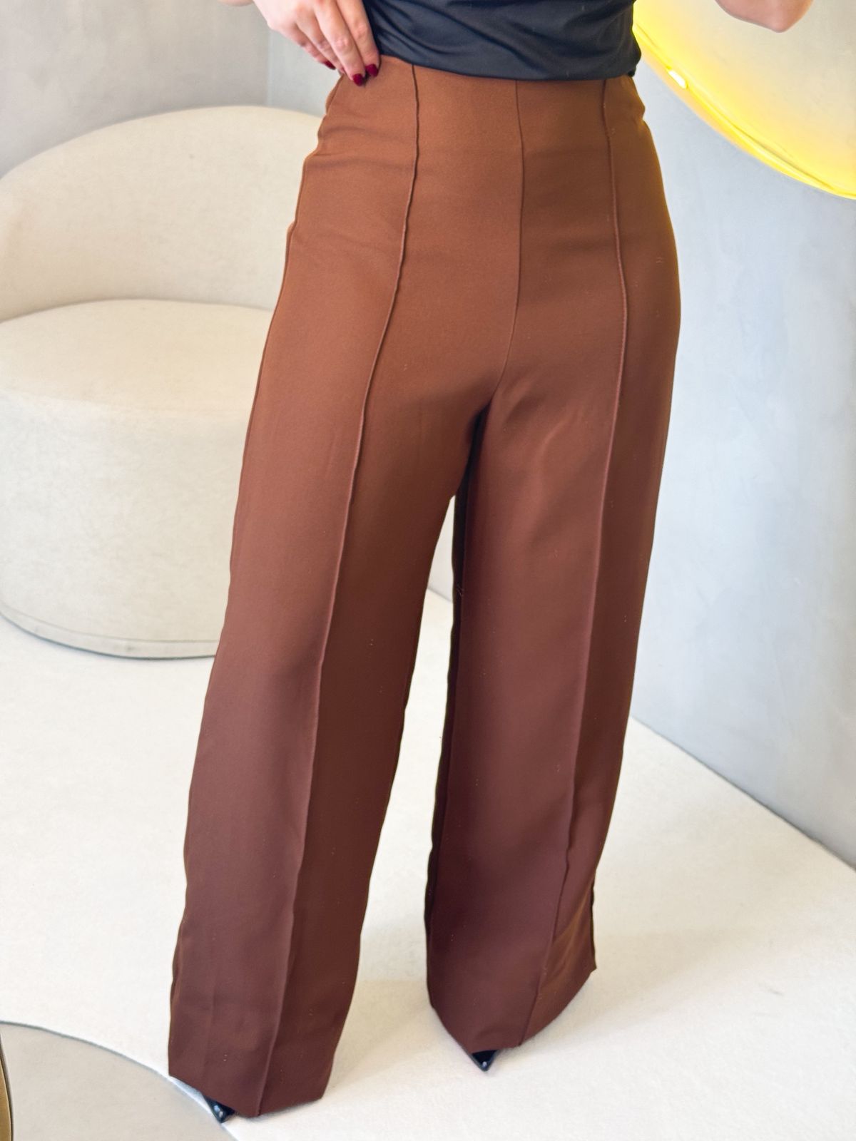 Calça pantalona Elisa- Marrom