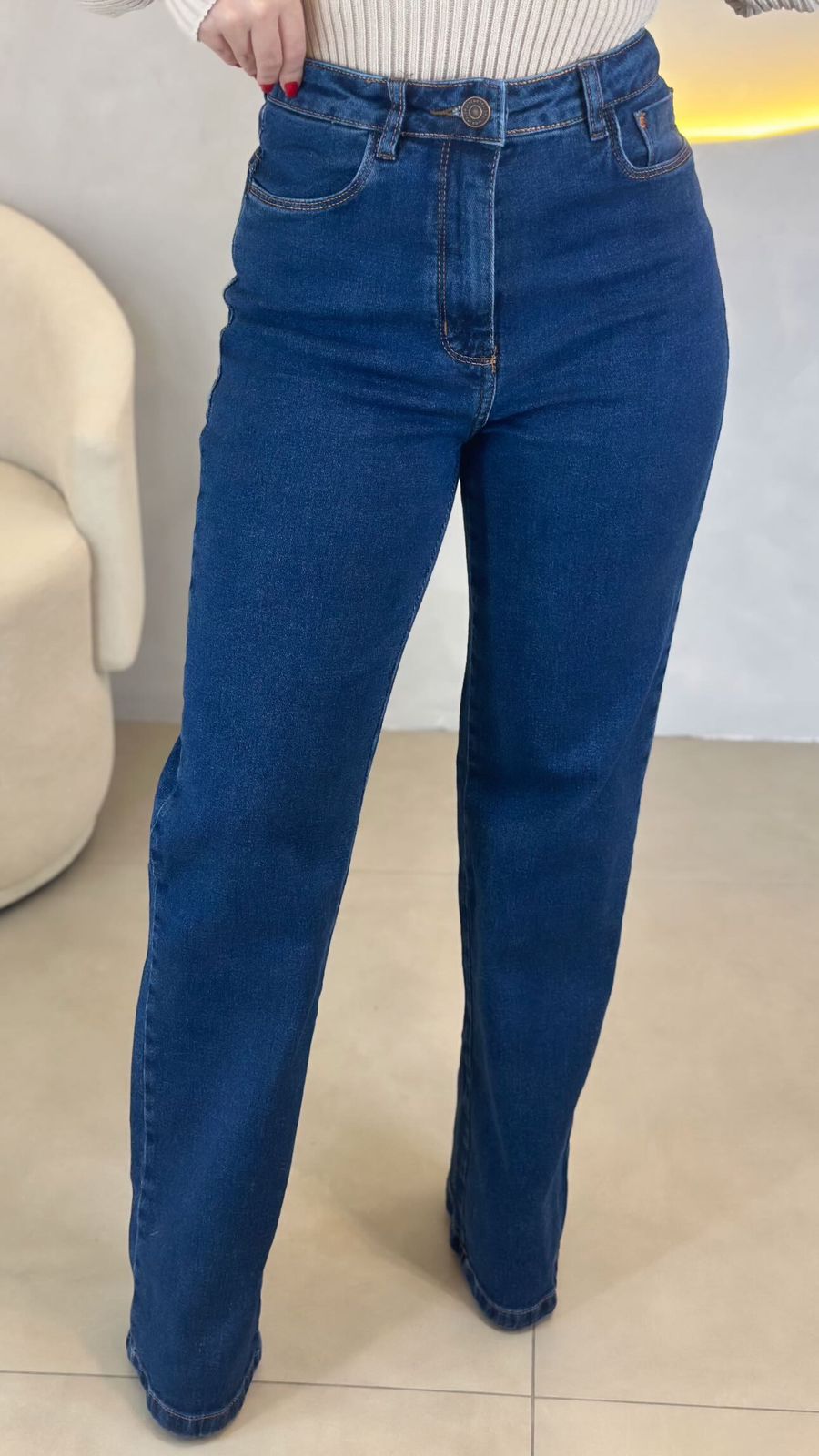 Calça Wide Leg- Escura