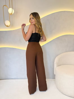 Calça pantalona Elisa- Marrom