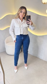 Calça Skinny- Marmorizada/Escura