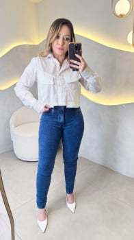 Calça Skinny- Marmorizada/Escura