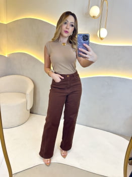 Calça Wideleg- Marrom