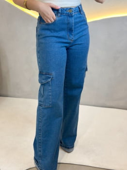 Calça Wideleg- Média Cargo