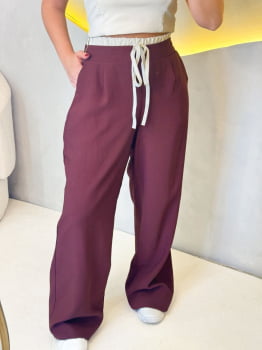 Pantalona cós duplo- Marrom