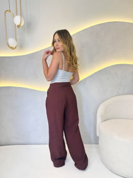 Pantalona cós duplo- Marrom