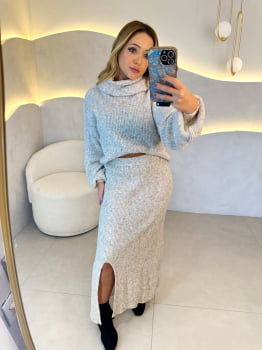 Conjunto Maya - Tricot Cinza mesclado
