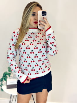 Blusa tricot cerejinha branca