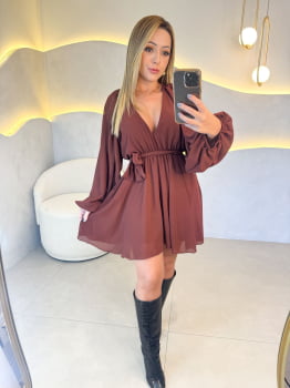 Vestido Macaquinho - Evelyn Marrom