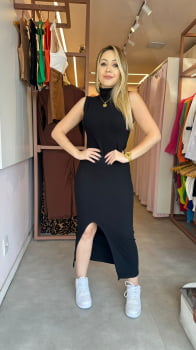 Vestido ribana Agnes preto 