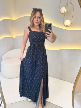 Vestido Sandra- Preto Poá