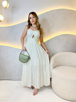 Vestido Yolanda- Branco com verde