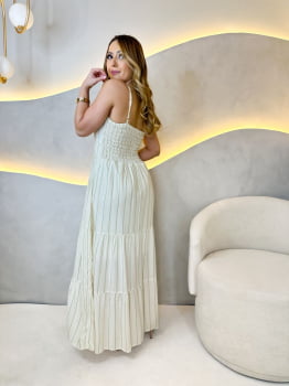 Vestido Yolanda- Branco com verde Vestido Yolanda- Branco com verde