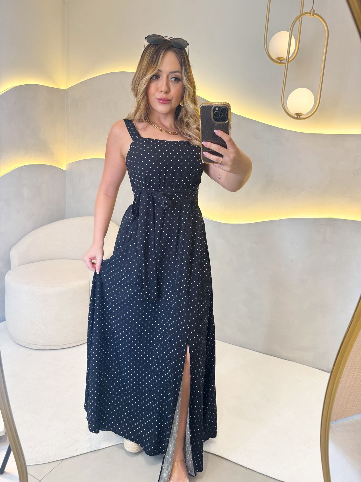 Vestido Sandra- Preto Poá